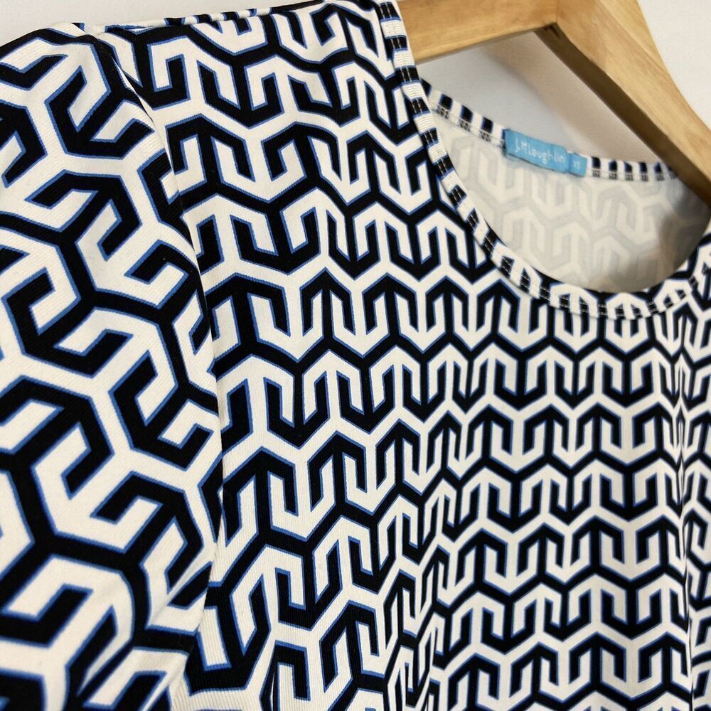 J McLaughlin Catalina Cloth Top Size XS 3/4 Sleeve‎ Ethnic Geometric Print - Picture 2 of 6